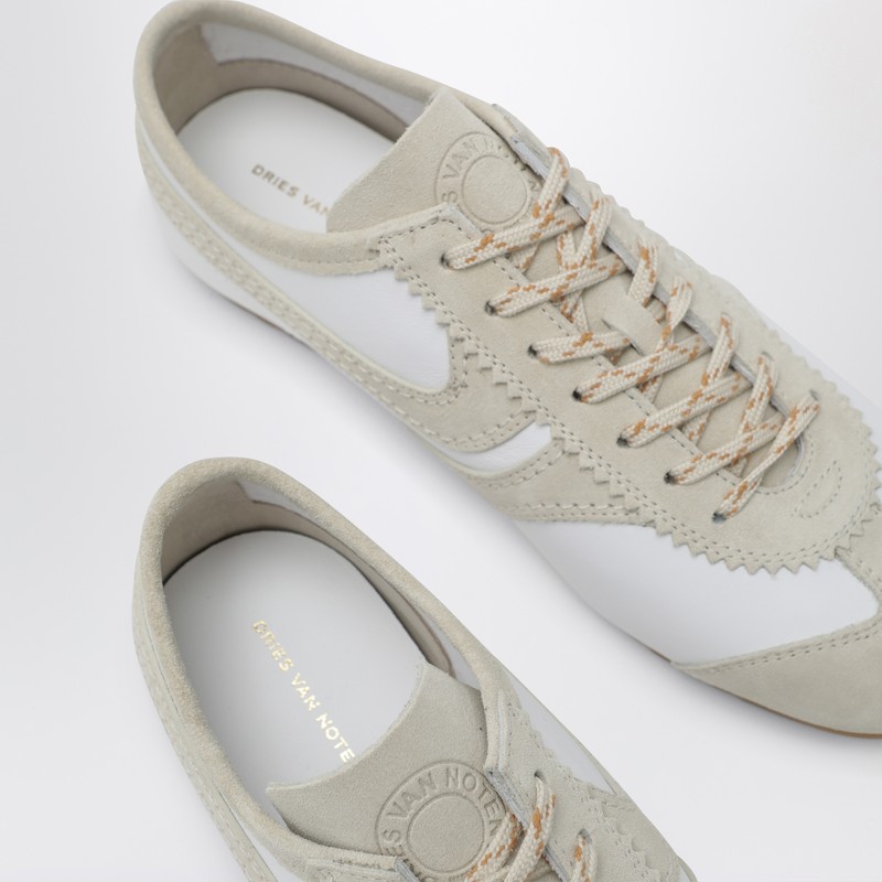 Dries Van Noten White Leather And Suede Sneakers In White