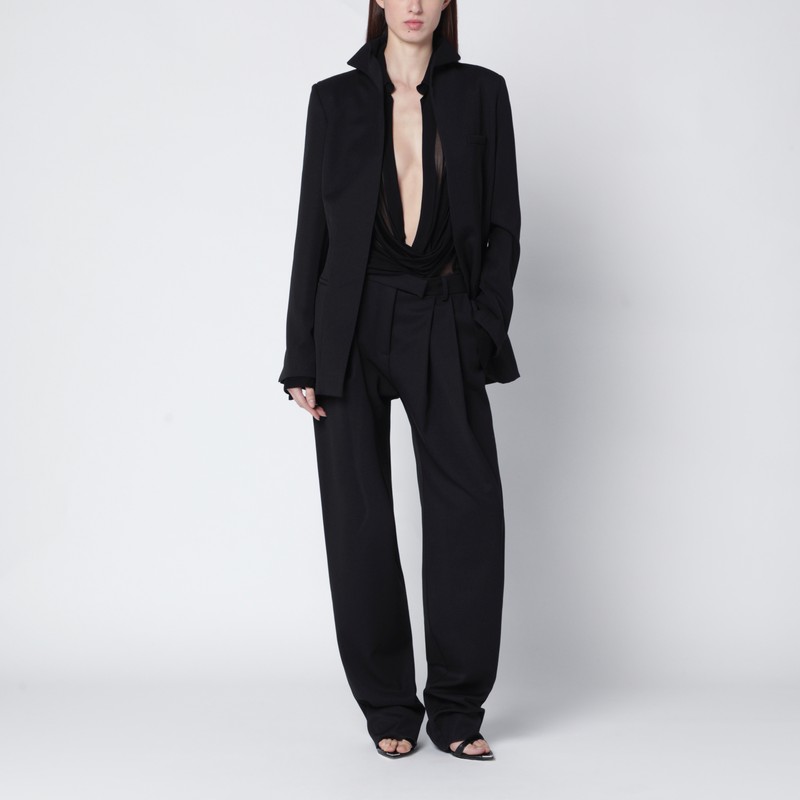 Francesco Murano Black Single-breasted Wool Blazer In Black