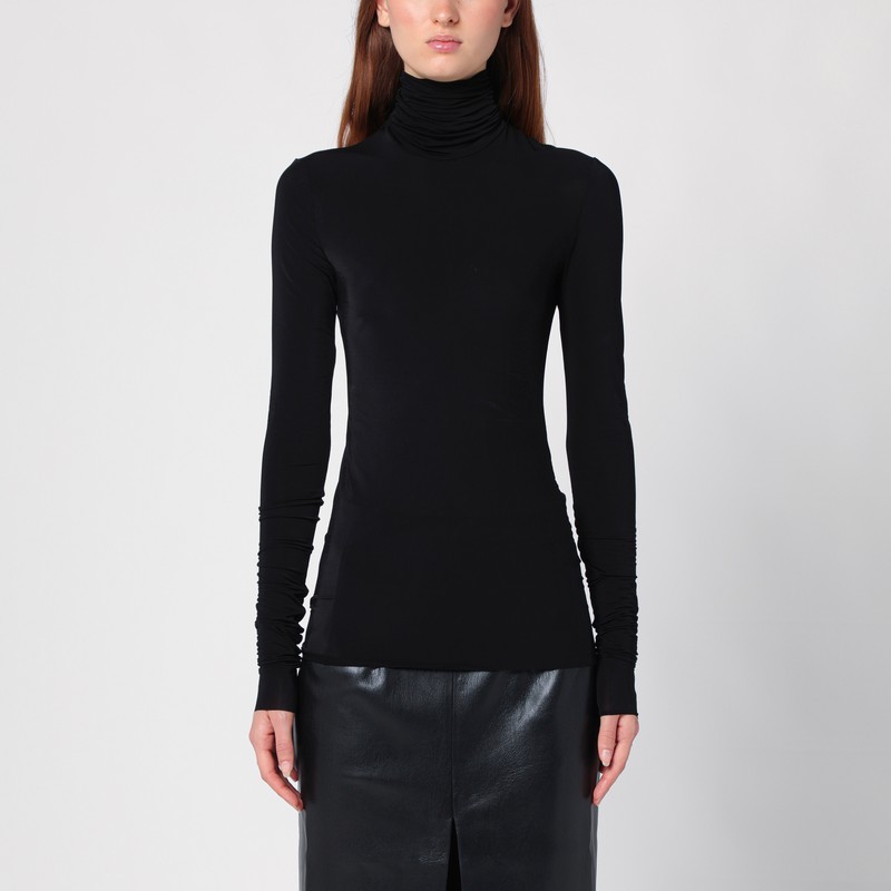 Black viscose turtleneck sweater
