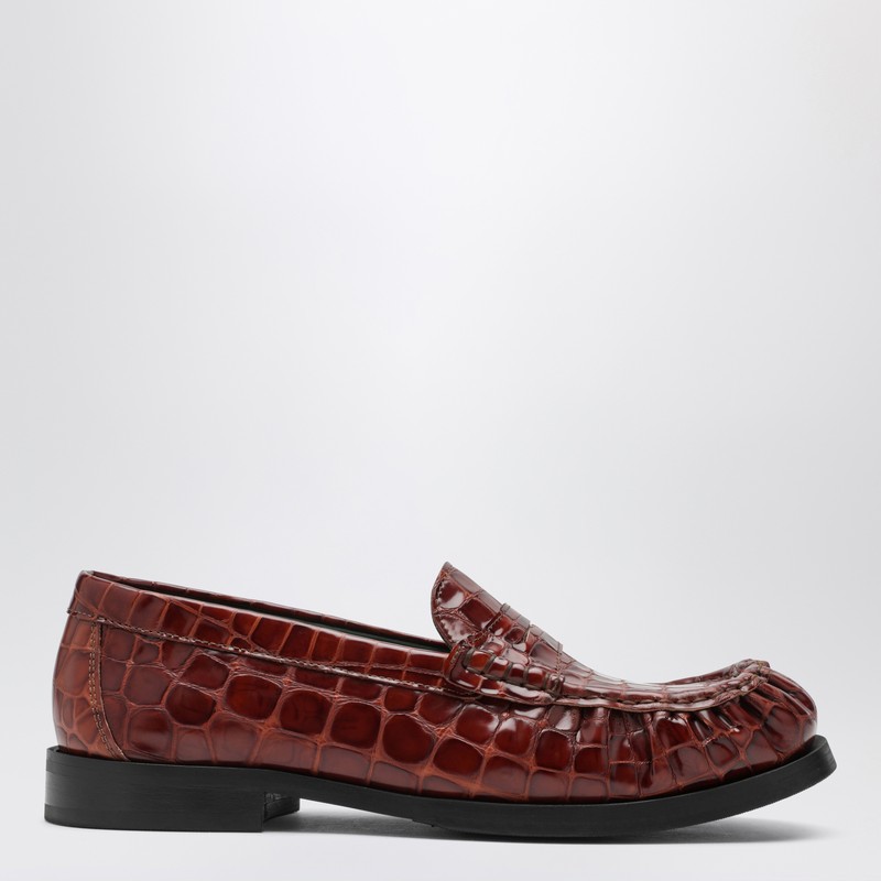 Brown OGEE moccasins with crocodile print