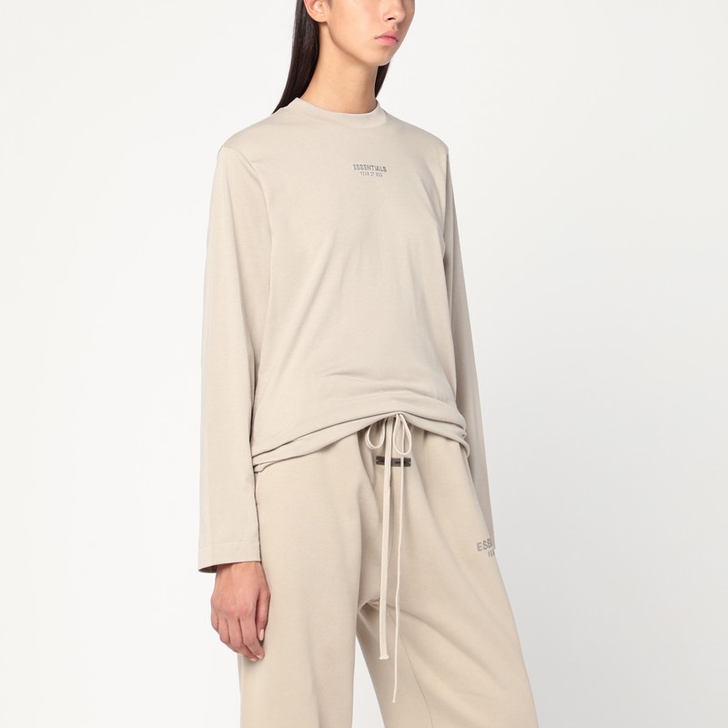 Essentials Greige Cotton-blend Top In Neutral