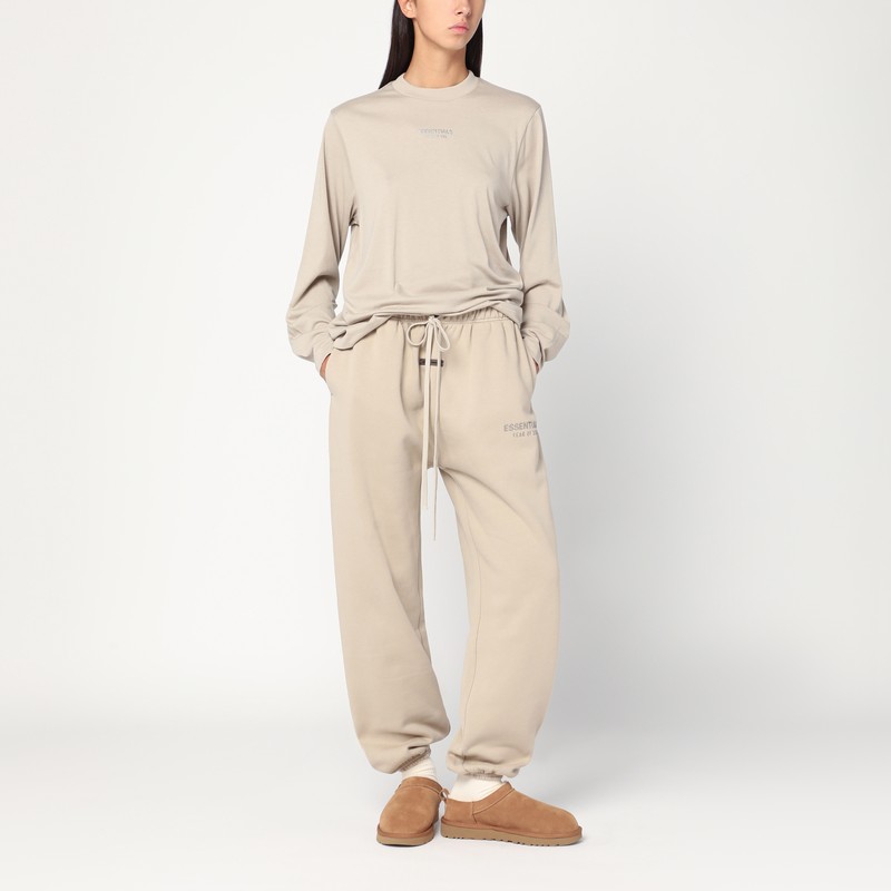 Essentials Greige Cotton-blend Top In Neutral