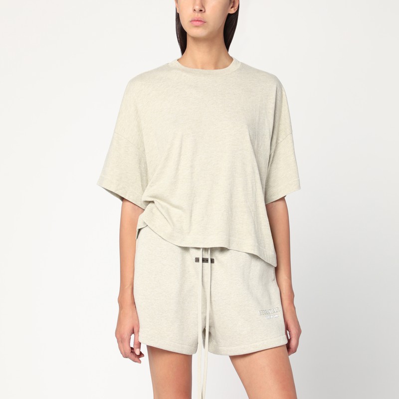 Essentials Oversized Greige Cotton-blend T-shirt In Gray