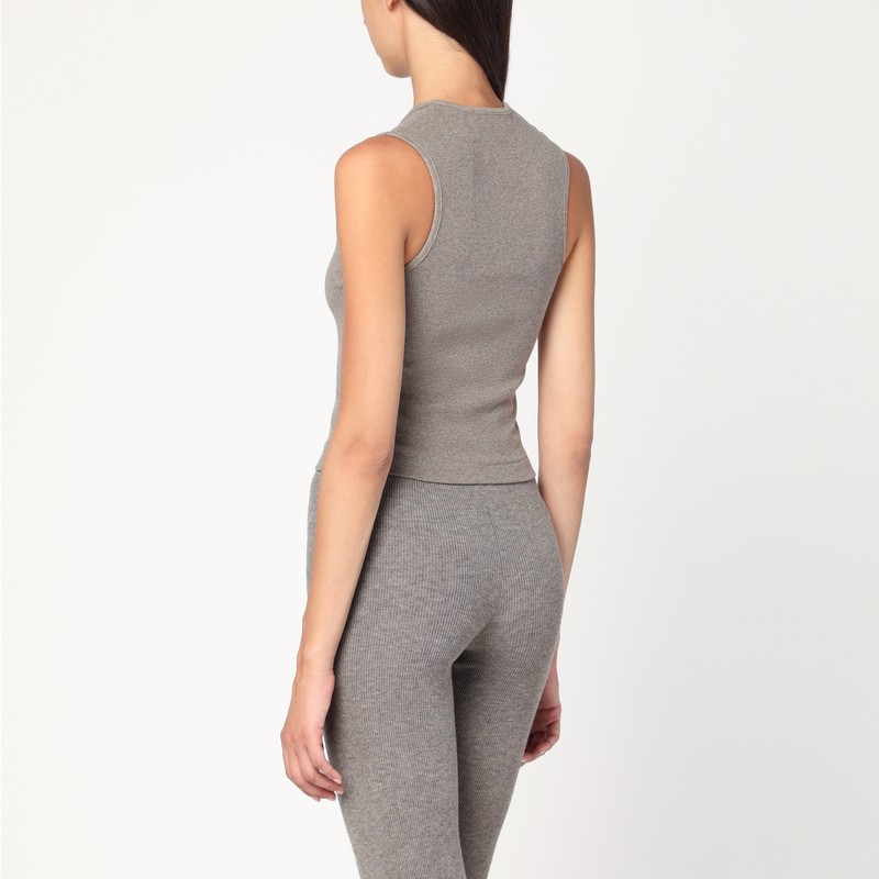 Essentials Grey Ribbed Cotton-blend Tank Top In Gray