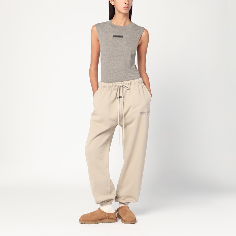 Essentials Sleeveless Grey Cotton-blend Bodysuit In Gray