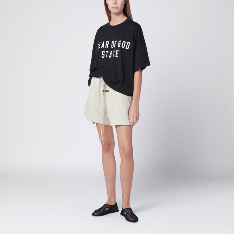 Essentials Black Crewneck T-shirt With Logo In Black