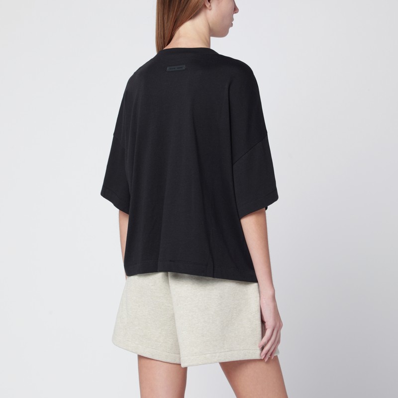 Essentials Black Crewneck T-shirt With Logo In Black