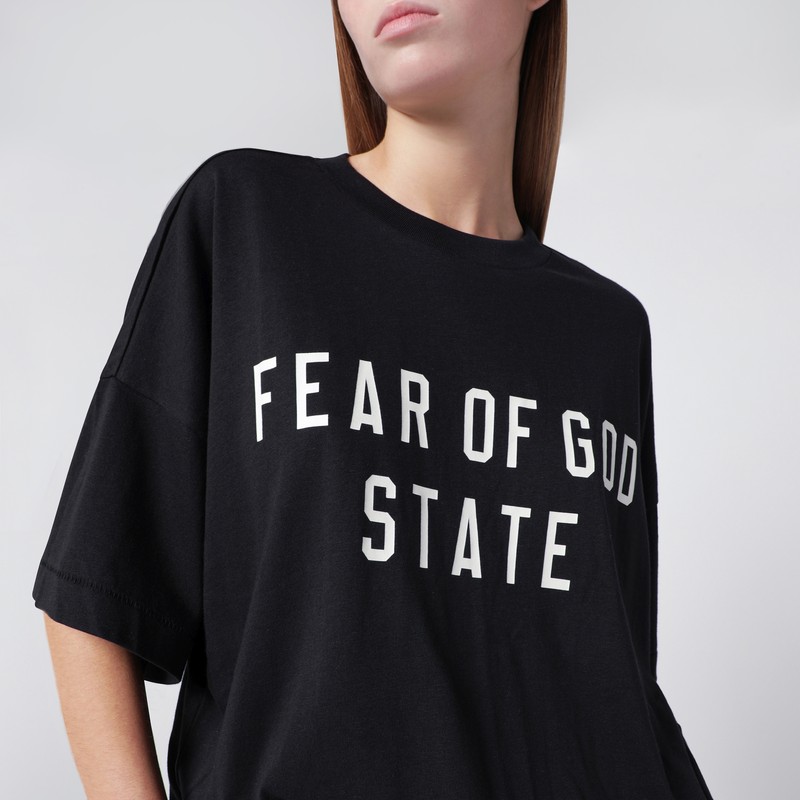 Essentials Black Crewneck T-shirt With Logo In Black