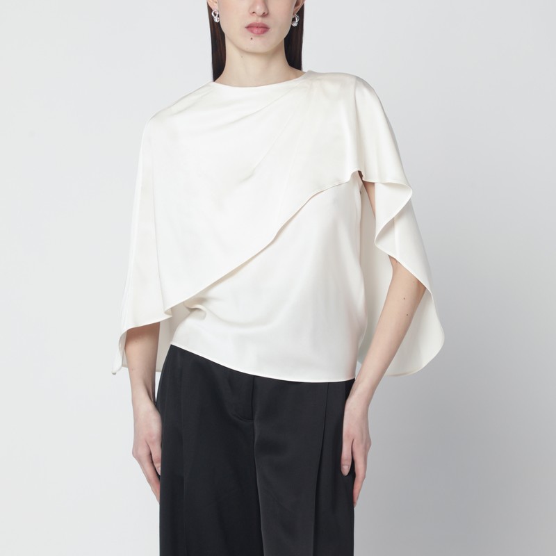 Simkhai Eliora Cream Satin Blouse In Sand