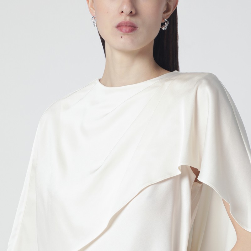 Simkhai Eliora Cream Satin Blouse In Sand