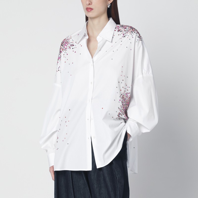 White oversized shirt with Firework embroidery