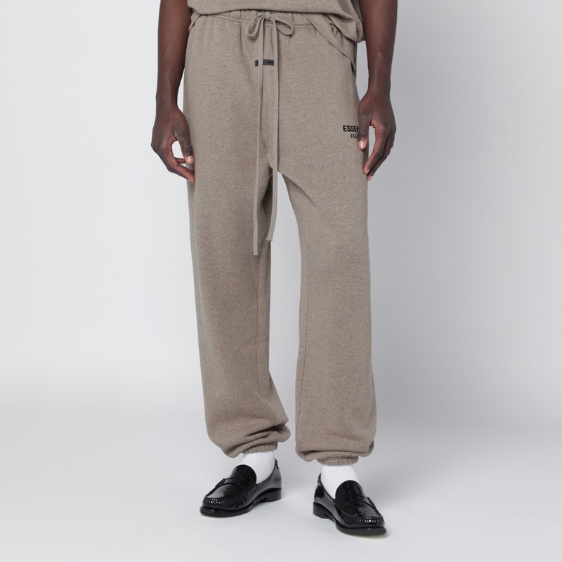 Grey mélange jogging pants with logo print