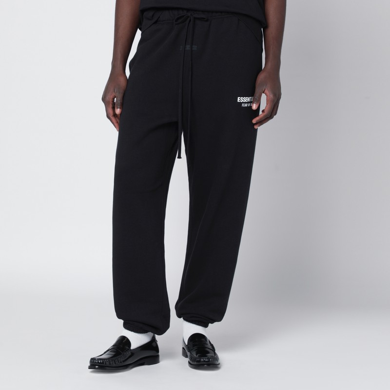 Black washed jogging pants with logo print