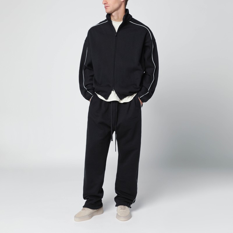 Essentials Black Jogging Pants With Contrasting Trims In Black