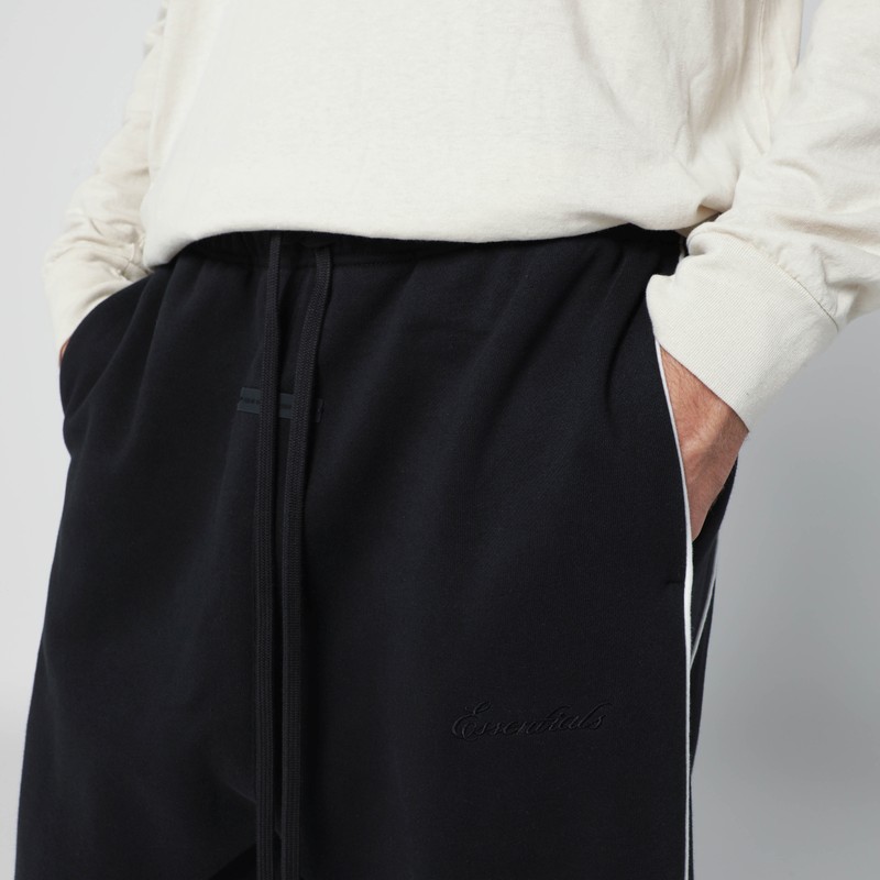 Essentials Black Jogging Pants With Contrasting Trims In Black