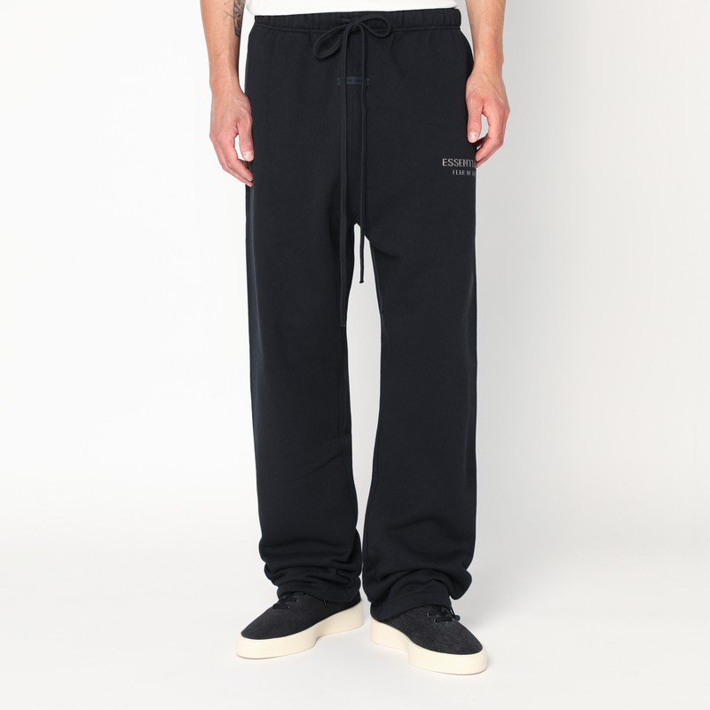 Black cotton-blend joggers