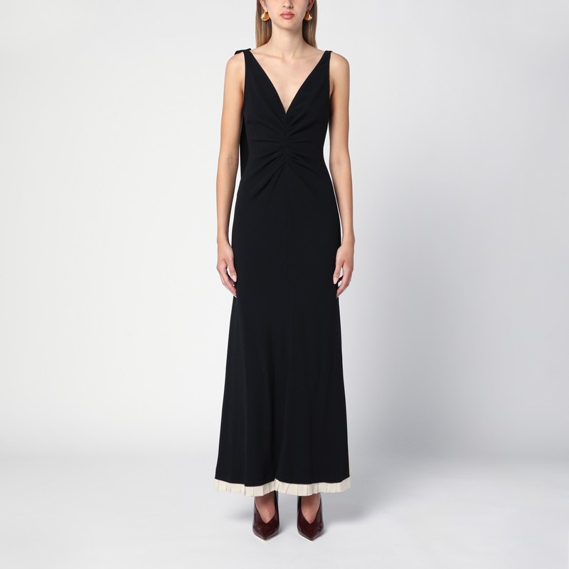 Victoria Beckham Fluid Viscose Blend Gown In Black