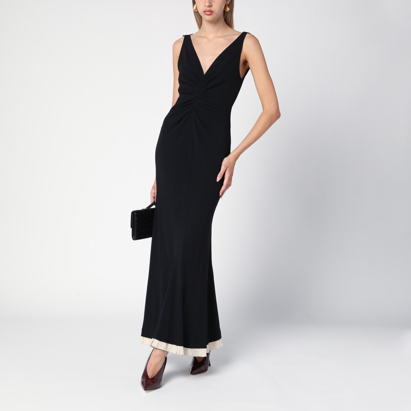 Victoria Beckham Fluid Viscose Blend Gown In Black