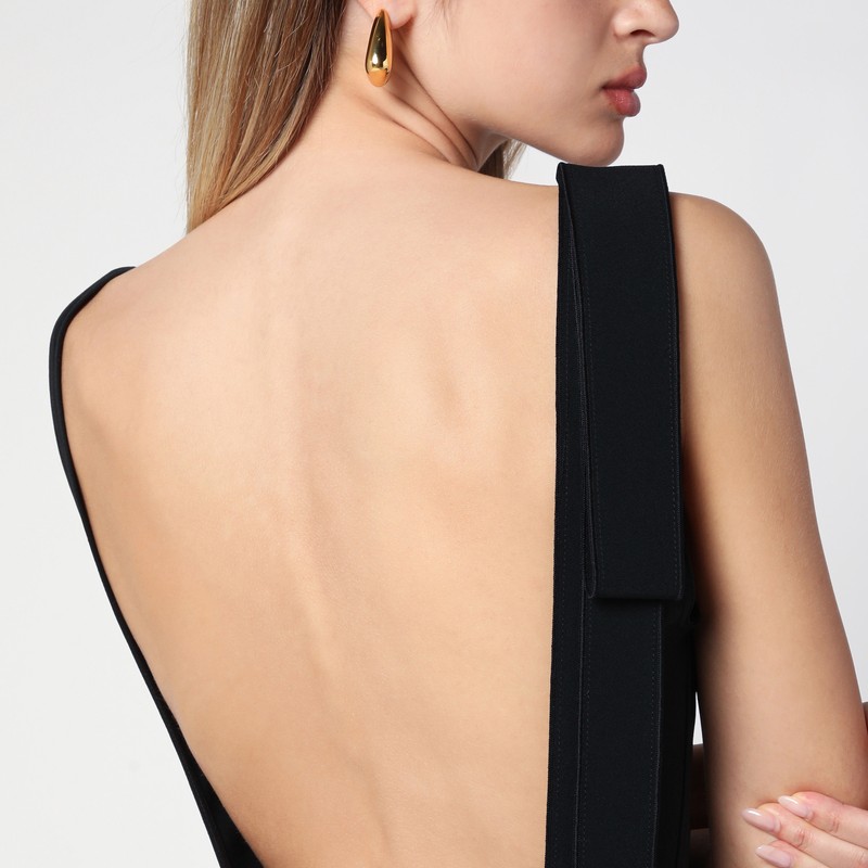 Victoria Beckham Fluid Viscose Blend Gown In Black