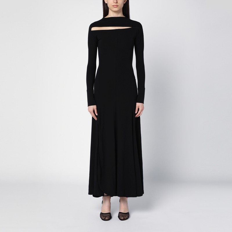 Black viscose dress with cut-out