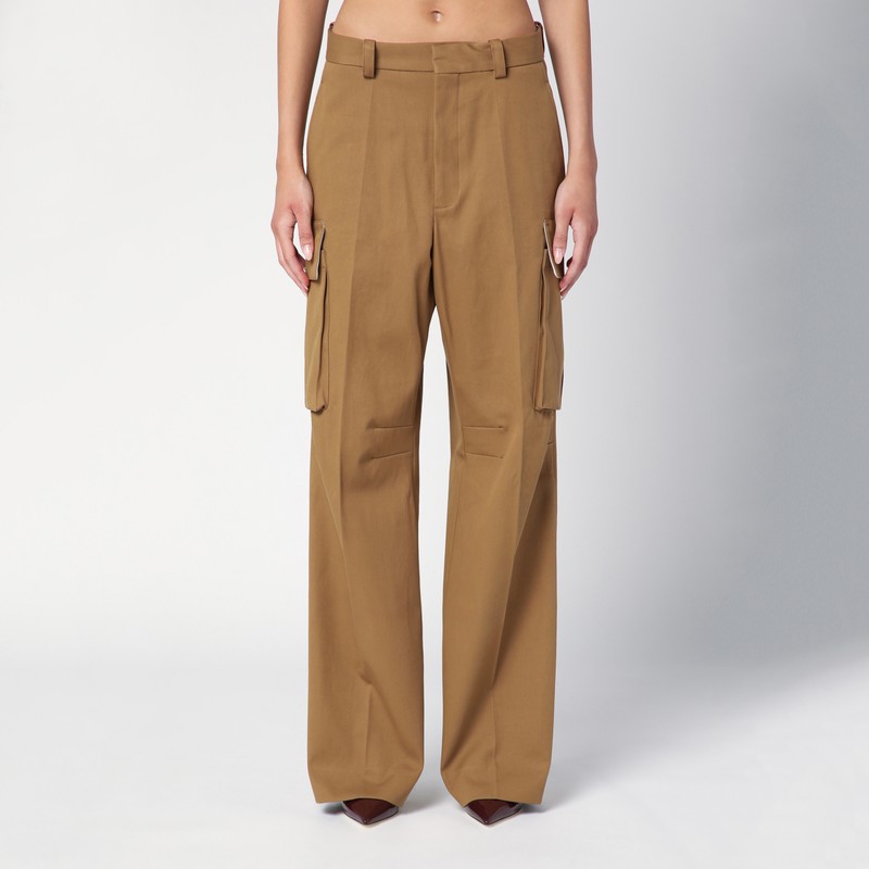 Tobacco-coloured cotton cargo trousers