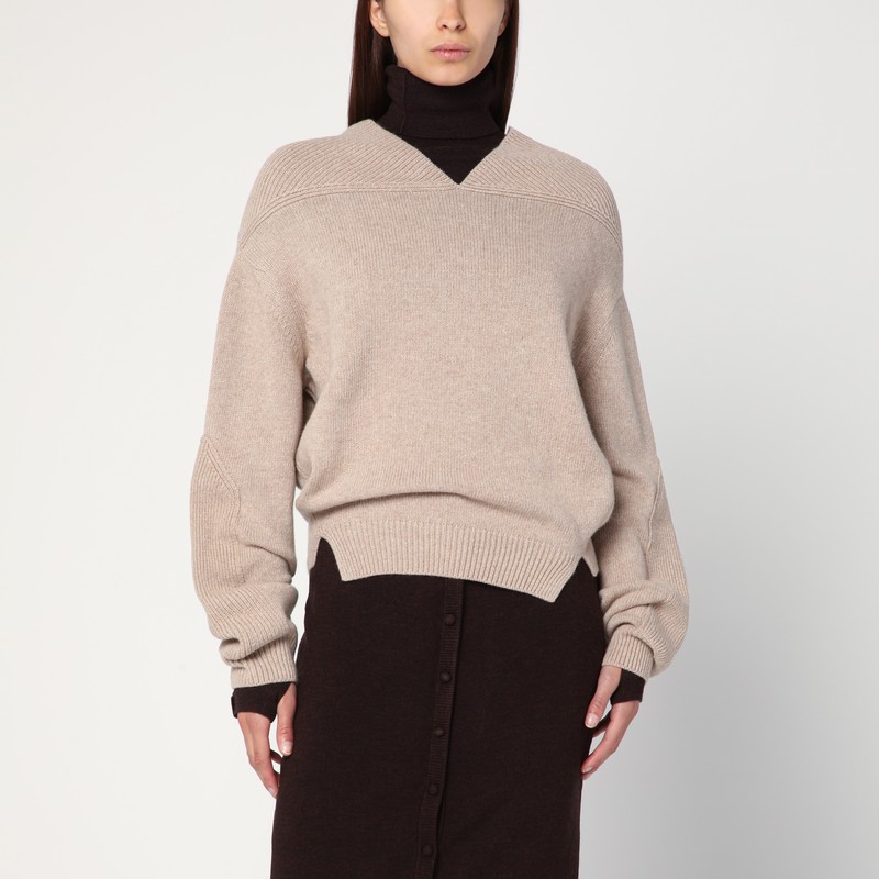 Sand-coloured sweater in wool and cashmere - Victoria Beckham - Modalova