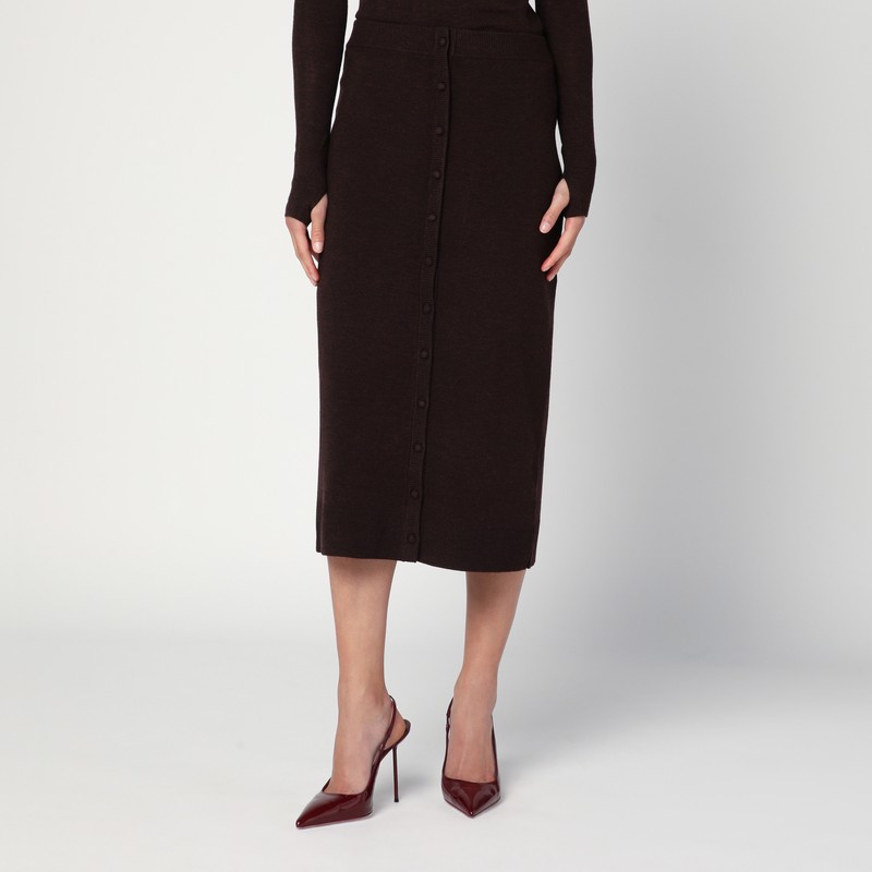 Brown midi skirt in wool blend