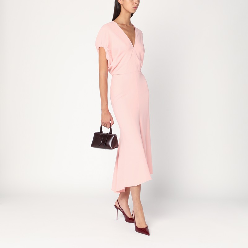 Victoria Beckham Satin Midi Dress 1325wdr006381avi R Vibec Ap In Pink