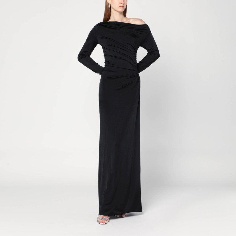 Long black dress in viscose jersey