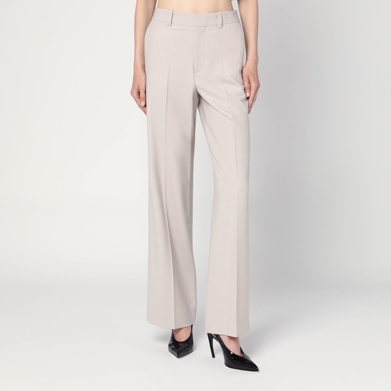 Pumice-coloured trousers in wool blend