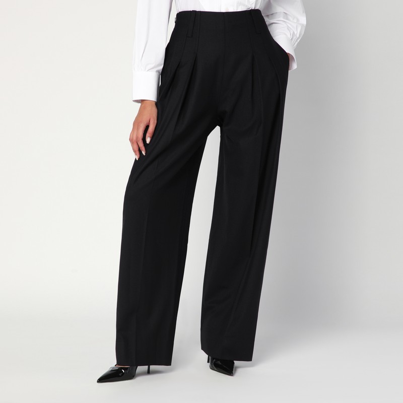 Wide black trousers in wool blend