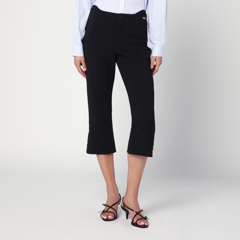 Cropped black trousers in wool blend
