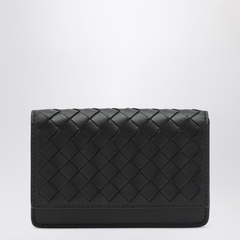 Small Black Intrecciato Continental Wallet