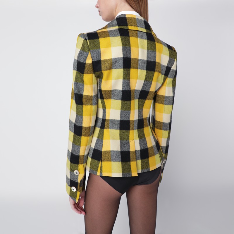 Vivienne Westwood Georgia Jacket Check Wool Pixel-check 44 Women In Yellow