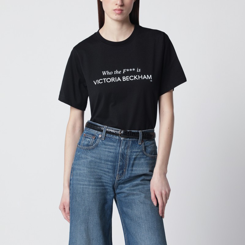 Black cotton “Who the F*** is Victoria Beckham” T-shirt
