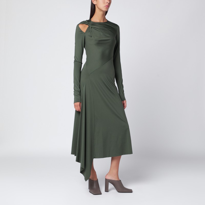 Midi dress in oregano green with interlace
