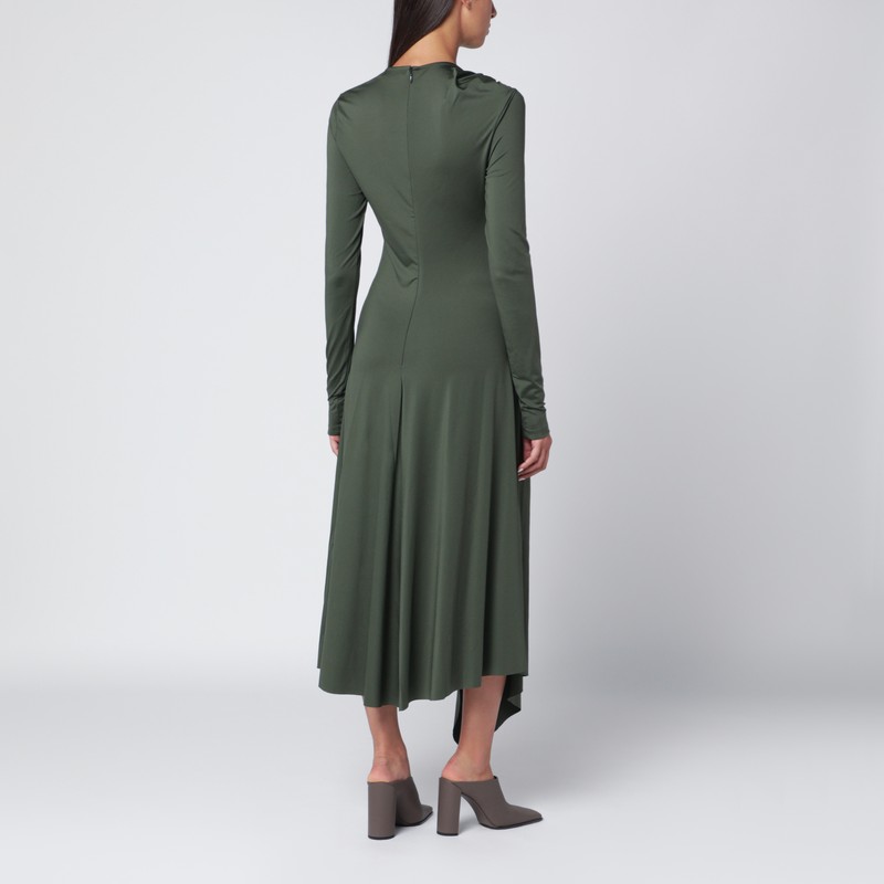 Victoria Beckham Asymmetric Draped Midi Dress With Cut-out In Green