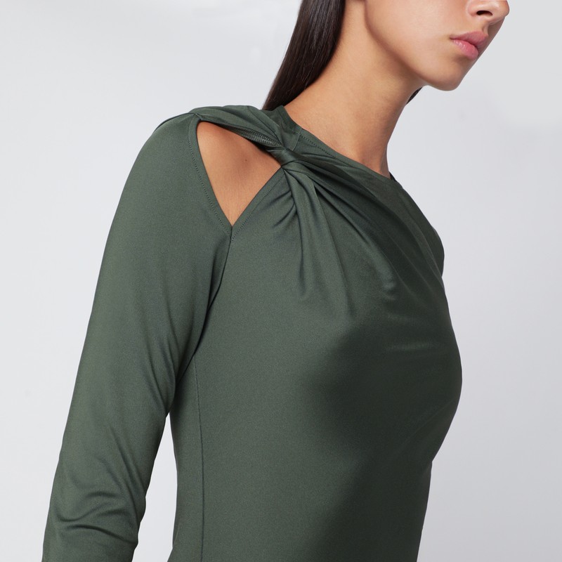Victoria Beckham Asymmetric Draped Midi Dress With Cut-out In Green