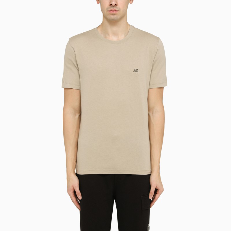 Beige T-shirt With Logo Print On The Chest