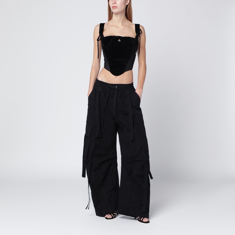 Vivienne Westwood Black Velvet Puppy Corset In Black