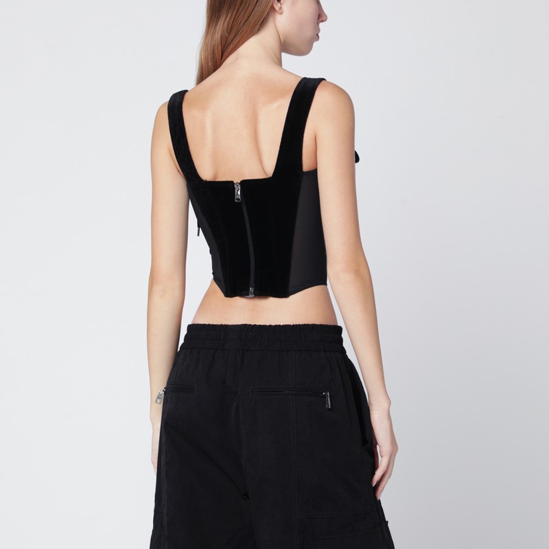 Vivienne Westwood Black Velvet Puppy Corset In Black