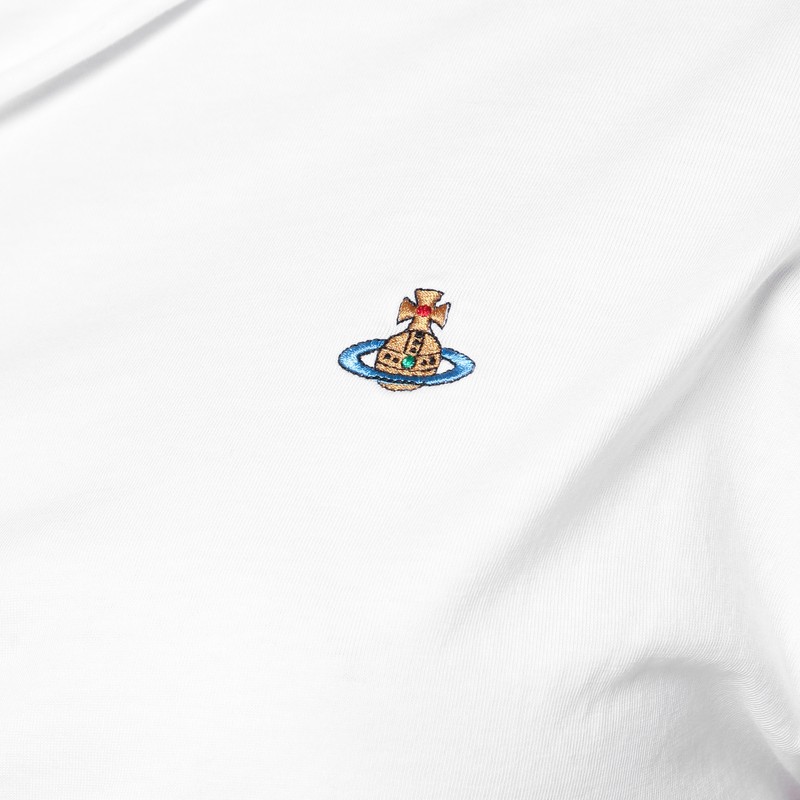 Tシャツ・カットソー Vivienne Westwood Asymmetric White T-Shirt With Orb Logo Hebo asymmetric cotton jersey T-shirt in white - Vivienne
