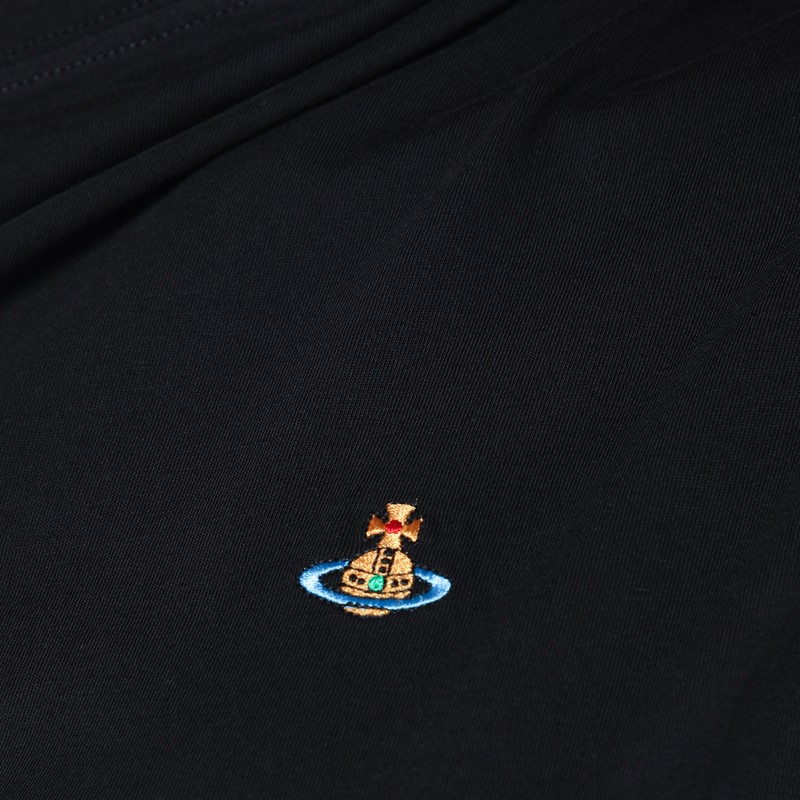 Vivienne Westwood 'hebo' Black T-shirt With Asymmetric Ruched Short Sleeves And Orb Logo On The Front