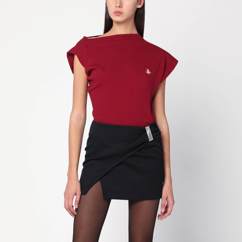 Brick red asymmetrical T-shirt with Orb logo