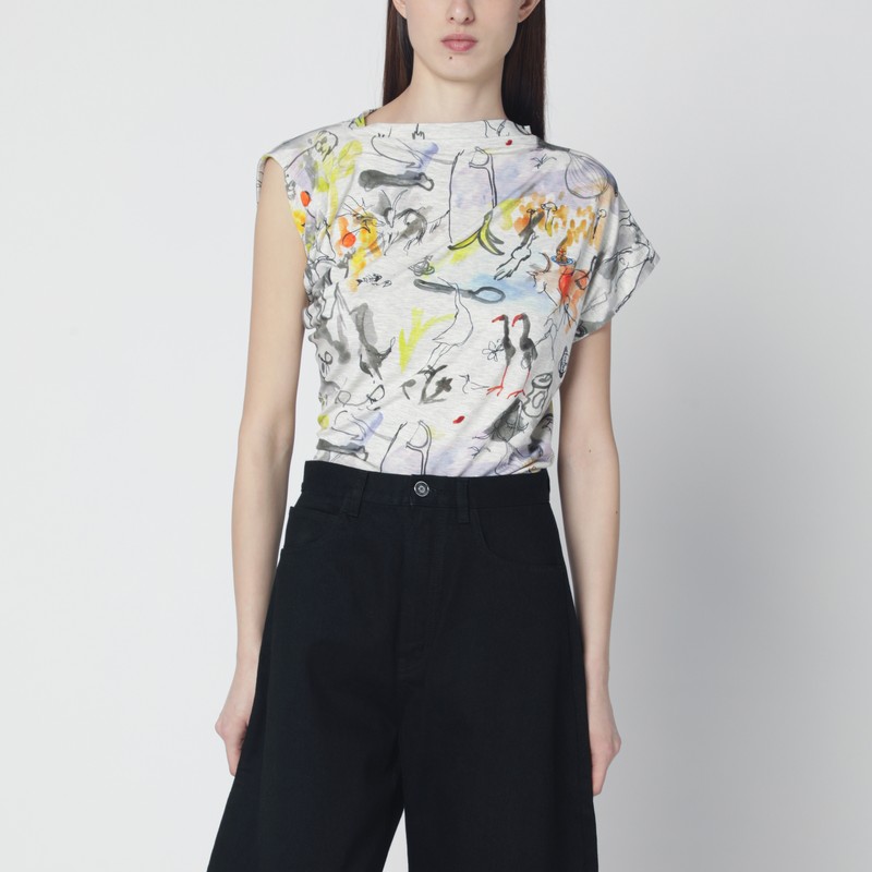 Hebo asymmetric T-shirt with Wonderland print