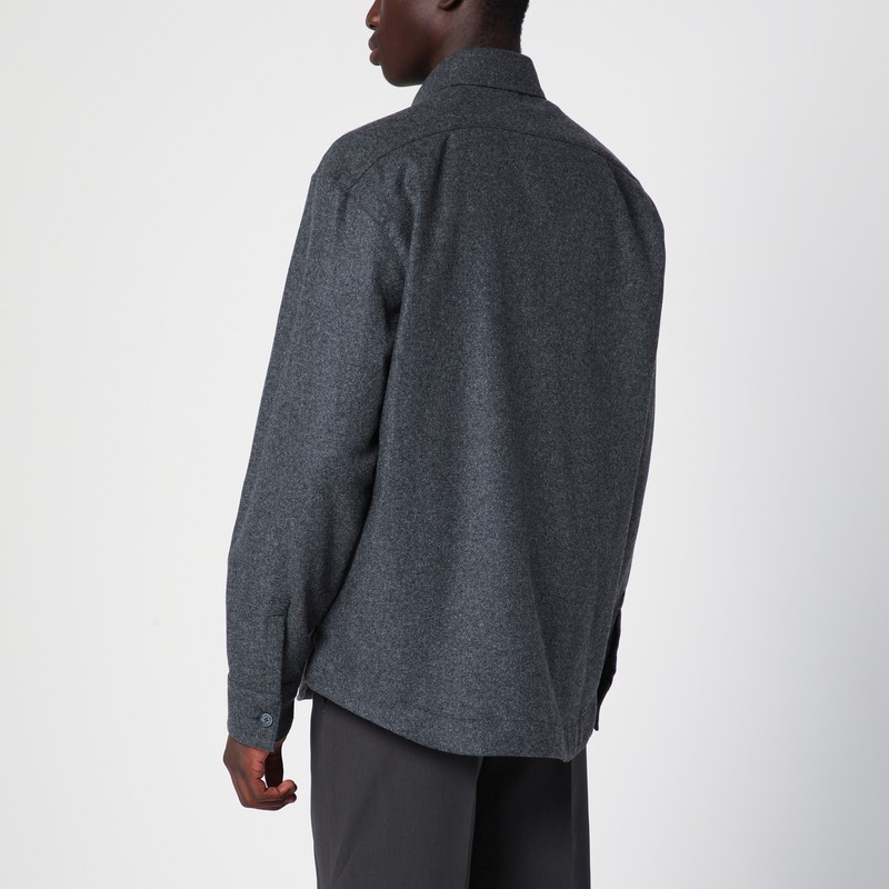 Xacus Wool-blend Buttoned Shirt In Blue