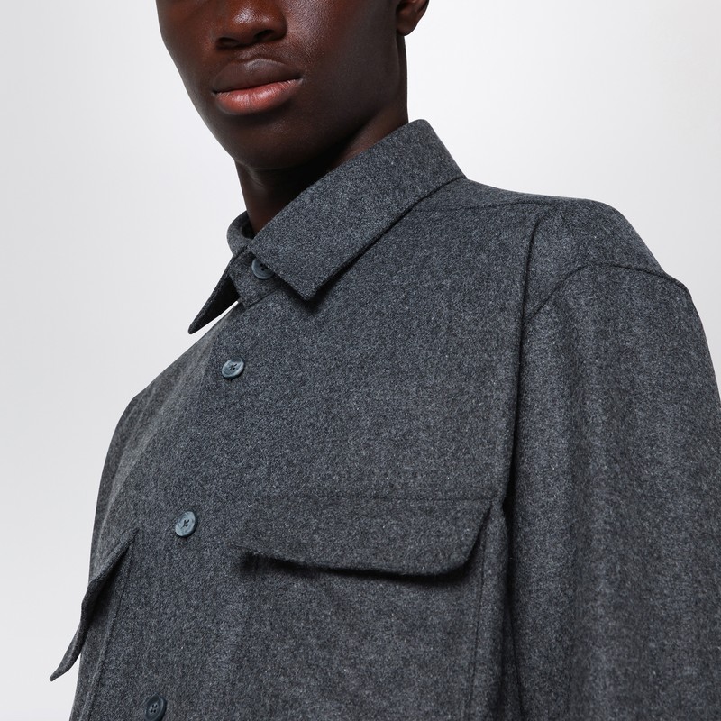 Xacus Wool-blend Buttoned Shirt In Blue