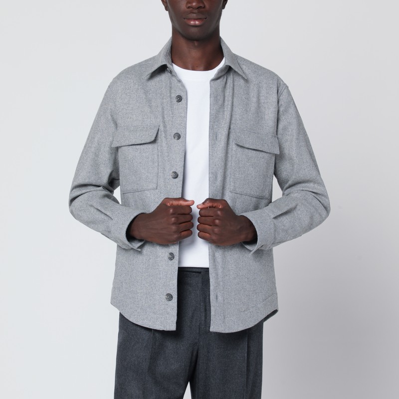 Gray overshirt jacket in wool blend
