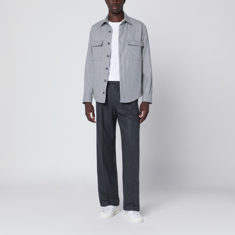 Xacus Gray Overshirt Jacket In Wool Blend In Gray