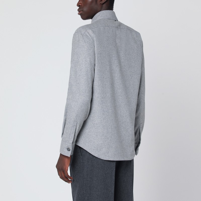 Xacus Gray Overshirt Jacket In Wool Blend In Gray